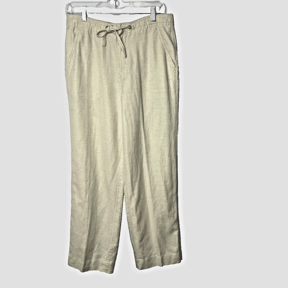 THE HAVANERA CO Linen Blend Pants Mens 32 Beige Drawstring Relaxed Fit Casual